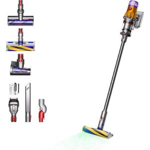 Aspirador escoba - Dyson V12 Detect™ Slim Absolute, Potencia succión 150 AW, Inteligente y Ligero, 60 min, Pantalla LCD, Tecnología Láser