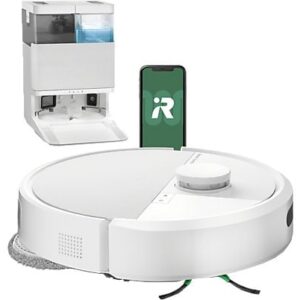 Robot friegasuelos - iRobot Roomba® Plus 405 Combo, 295 ml Depósito Polvo, 3l Depósito Agua Base, 3h Autonomía, Blanco