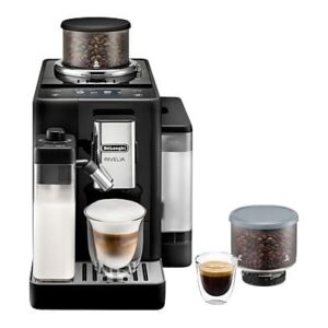 Cafetera superautomática - De'Longhi Rivelia EXAM440.55.B, 1450W, 19bar, Molinillo integrado, LatteCremaHot, Depósito leche, Táctil, 16 recetas, Negro