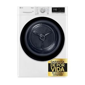 Secadora bomba de calor - LG RH80V9AV4N, 8 kg, 14 programas, Dual Inverter Compressor™, Eco Hybrid™, Display Gran LED, Blanco