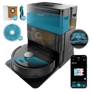 Robot friegasuelos - Cecotec Conga X50, 50 W, 240 min autonomía, Navegación láser, Fregado spin, 15000 Pa, Negro